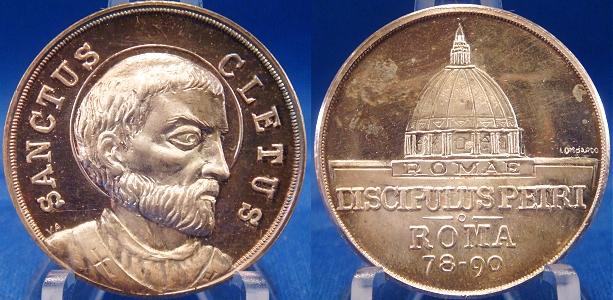 Pope Cletus (78-90) Silver Medal c.1955 Photo