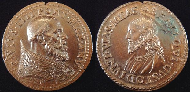 Paul IV (1555-59) A.V Bronze Papal Medal Photo