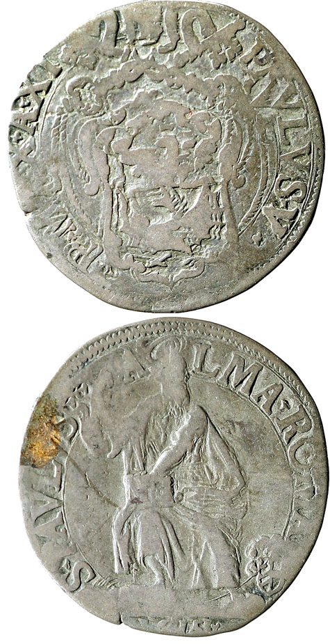 Paul V 1615 Testone Silver Coin VG Photo