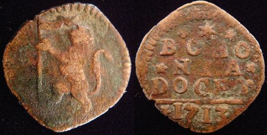 Clement XI 1713 Quattrino Papal Coin Photo