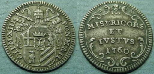 Clement XIII 1760 Silver Grosso Coin Photo