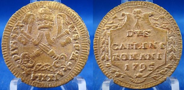 Pius VI 1795 A.XXI 2 Carlini Papal States Coin Photo