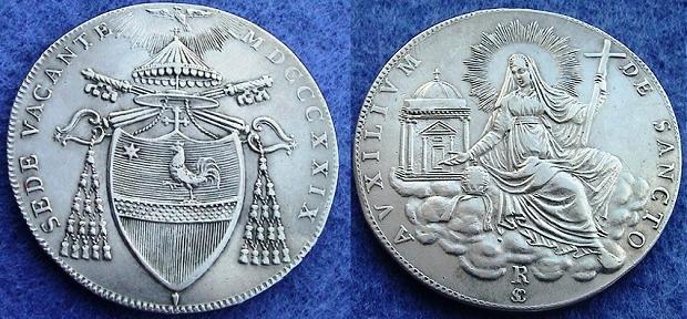 1829 Sede Vacante Scudo Romano Coin XF Photo