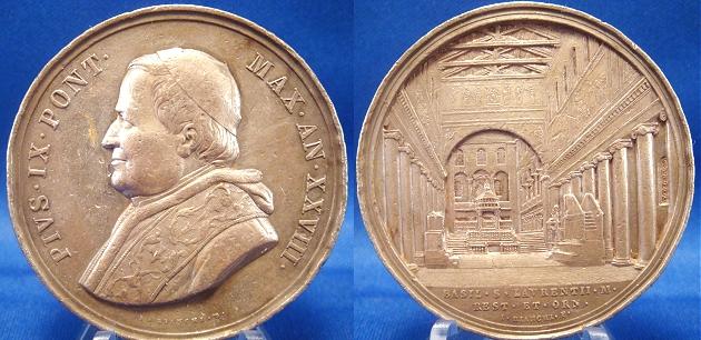 Pius IX 1873 Basilica St. Lawrence Silver Medal Photo
