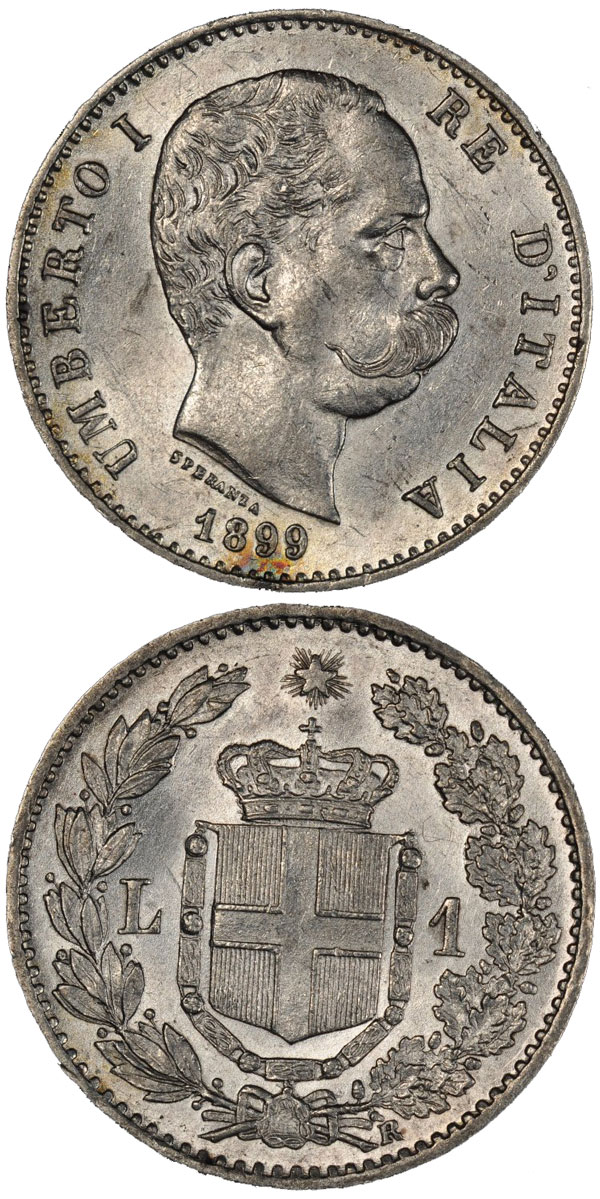 1899 Italy 1 Lira Choice Uncirculated Photo