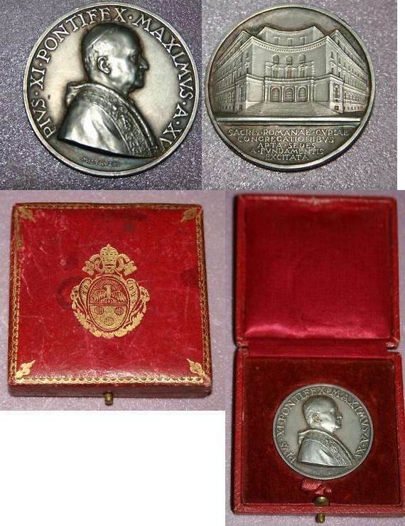 Pius XI (1922-39) Anno XV Ag Roman Curia Medal Photo
