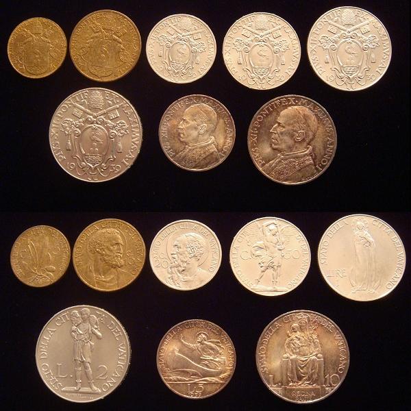 1939 Vatican Mint Set 8 Coins, Ch.Unc Photo