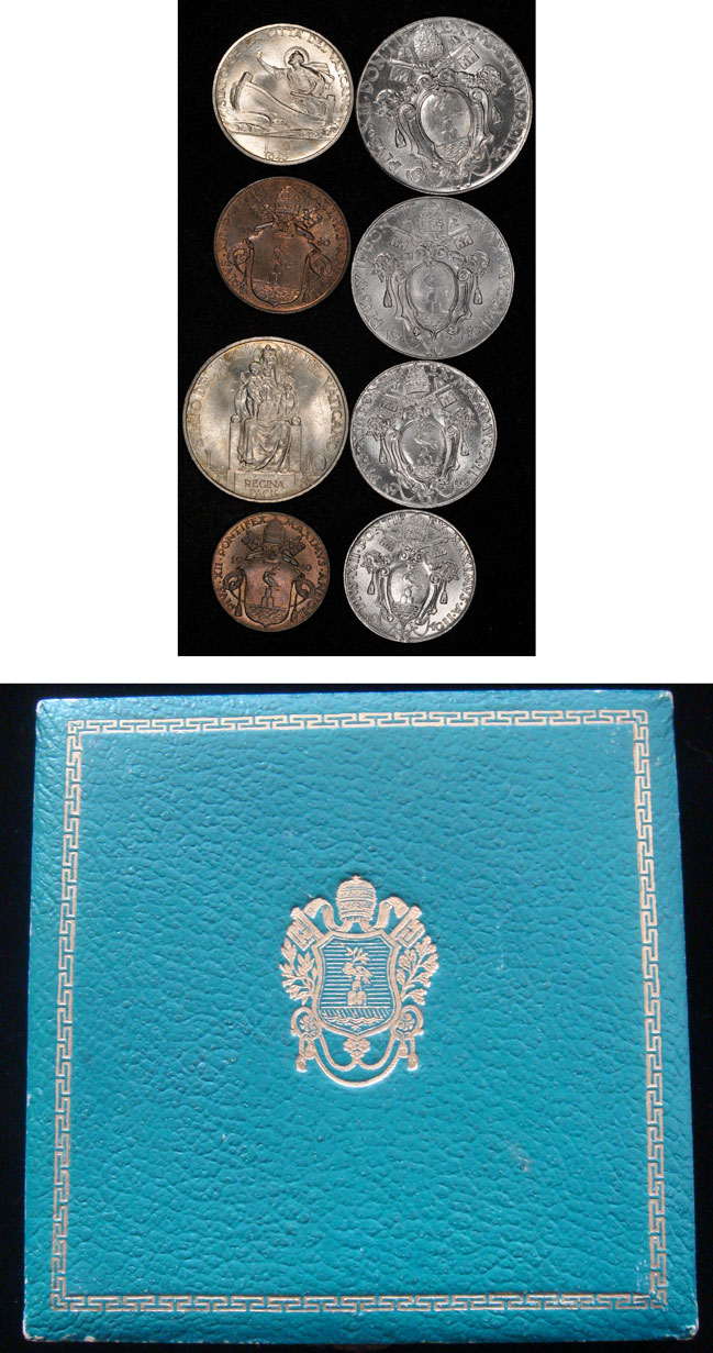 1940 Vatican Mint Set 8 Coins Cased Photo