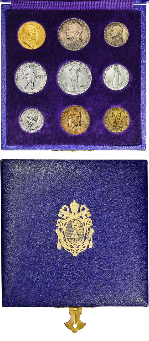 1941 Vatican Coin Set, 9 Coins With Case Photo