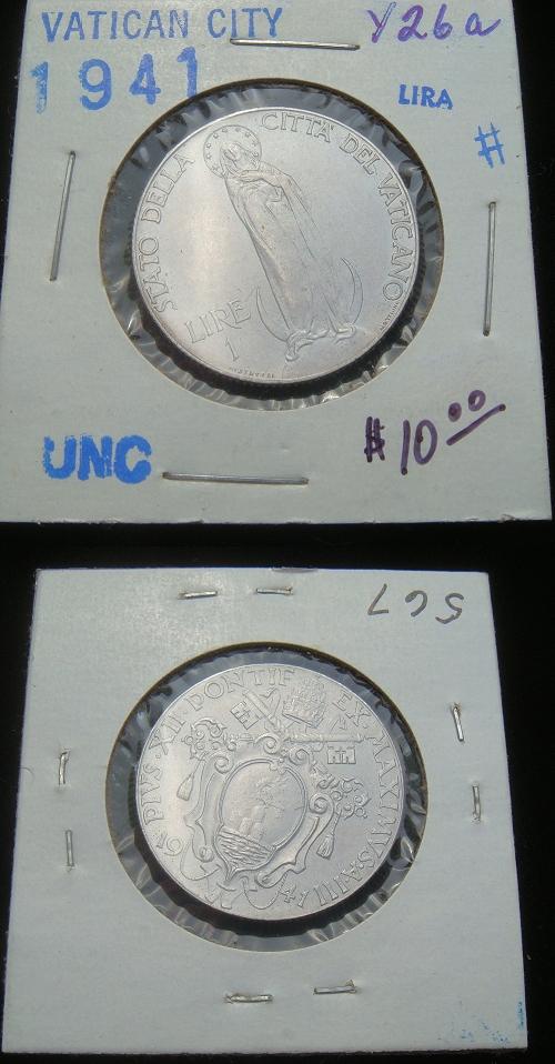 1941 Vatican 1 Lira VIRGIN MARY Coin Photo
