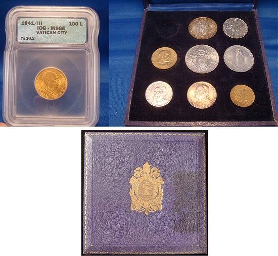 1941 Vatican Mint Set 9 Coins Cased, Gold MS65 Photo