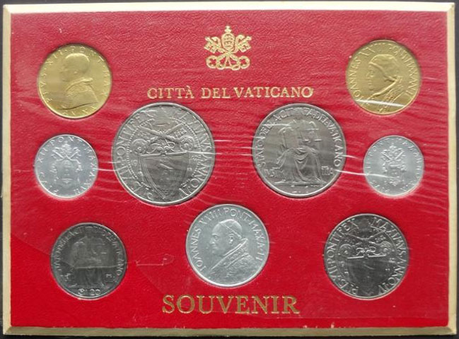 Vatican Souvenir Coin Set, 9 Coins 1942-60 Photo