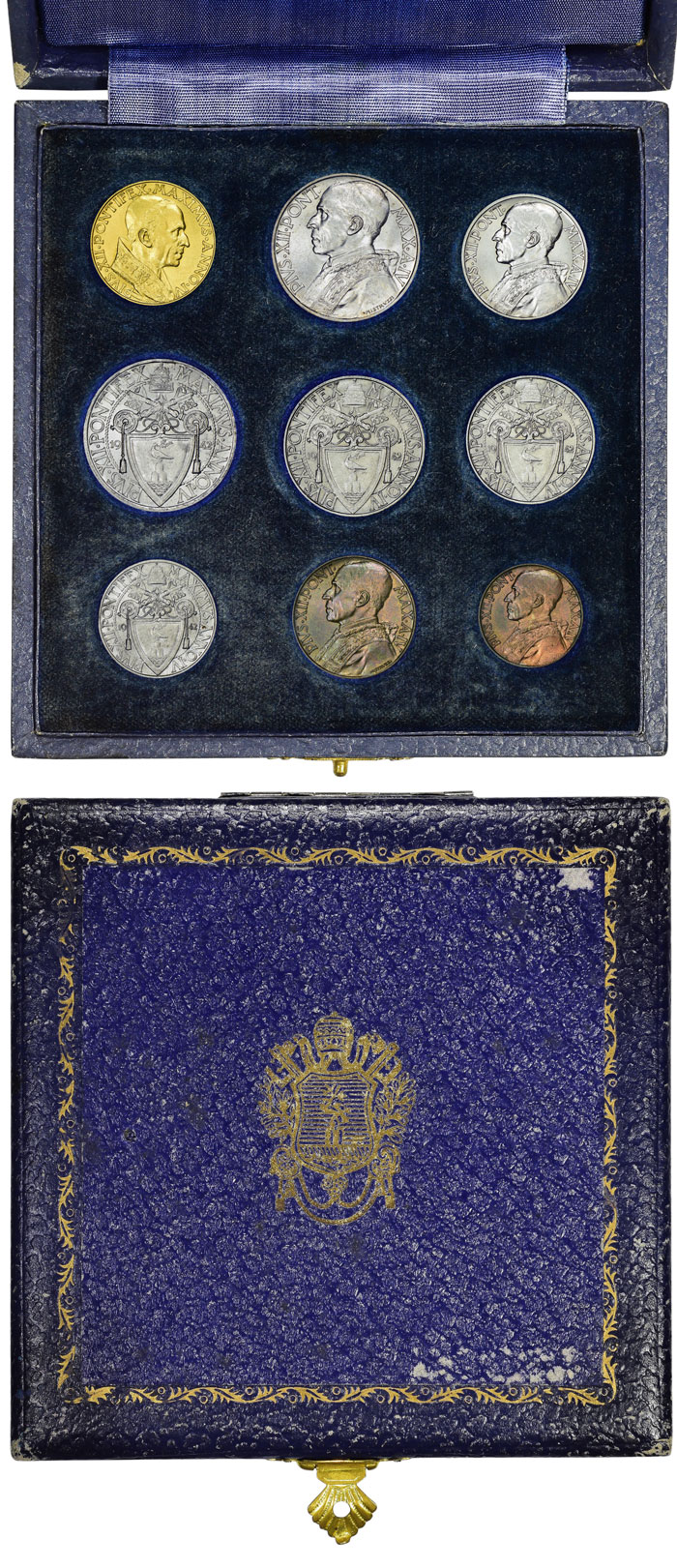 1942 Vatican Mint Set 9 Coins With Case Photo