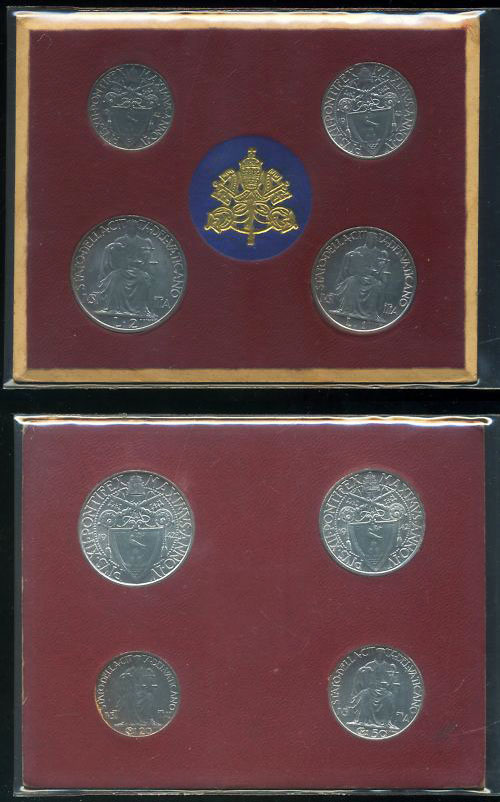 1942 Vatican Coin Set, 4 Coins UNC Photo