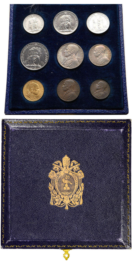 1943 Vatican City 9 Coin Full Set With Case Photo