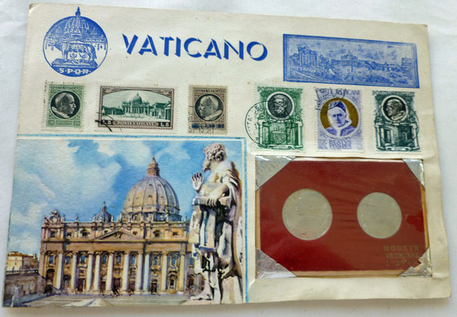 1947 Vatican Set of 2 Coins and Stamps Photo
