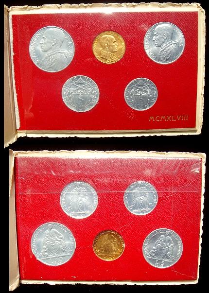 1948 Vatican Mint Set With 100 Lire Gold Photo