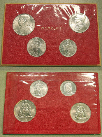1948 Vatican Mint Set, 4 Coins UNC Photo