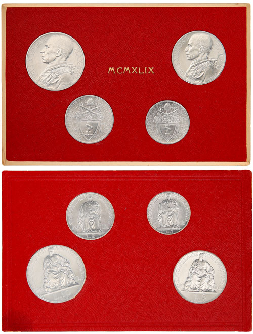 1949 Vatican Coin Set, 4 Pius XII Coins Photo