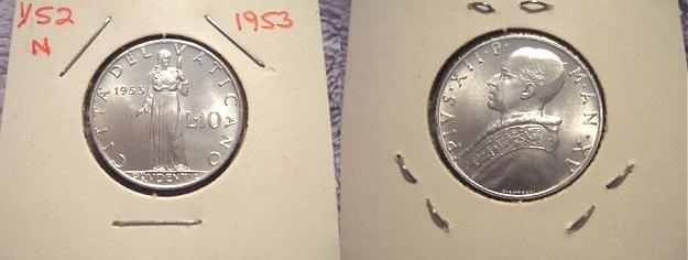 1953 Vatican City 10 Lire Coin Photo