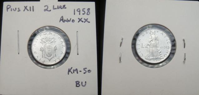 1958 Vatican 2 Lire Coin FORTITUDE Photo