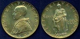 1958 Vatican 20 Lire Coin CHARITY Photo