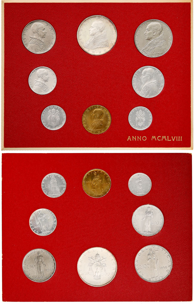 1958 Vatican Mint Set, 8 Coins BU Photo