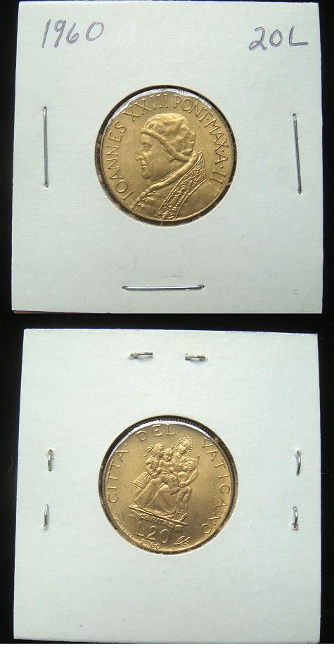 1960 Vatican 20 Lire Coin, CHARITY Photo