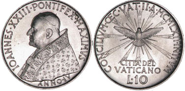 1962 Ecumenical Council 10 Lire Coin Unc Photo