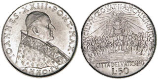 1962 Vatican 50 Lire Vatican II Coin Photo