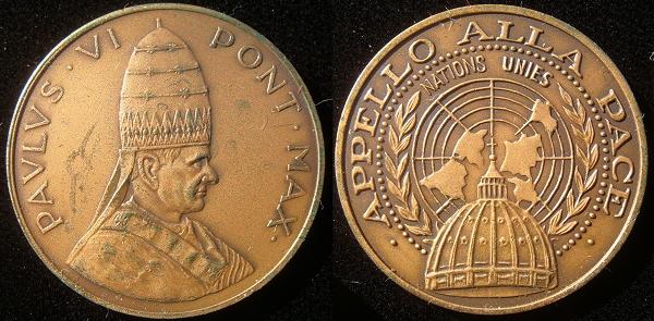 Paul VI 1965 U.N. Appeal for Peace Medal Photo