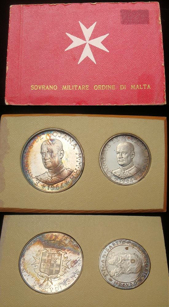 1964 S.M.O.M. Malta, Set 2 Silver Proof Coins Photo