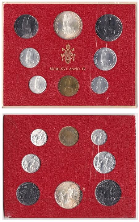 1966 Vatican Mint Coin Set, 8 Coins BU Photo