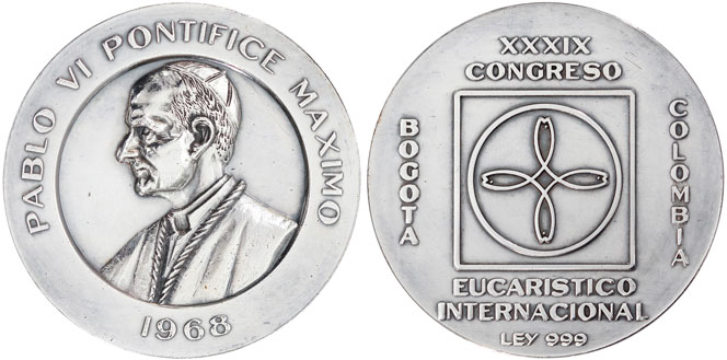 1968 Colombia Medal Eucharistic Congress 44mm Photo