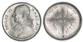 1968 Vatican 1 Lira Coin Photo
