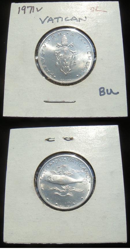 1971 Vatican 10 Lire Coin BU Photo