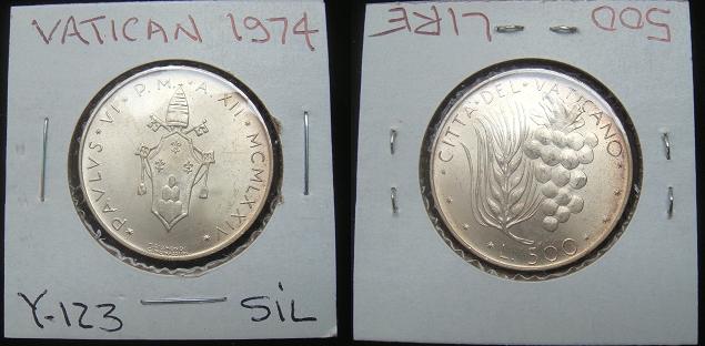 1974 Vatican 500 Lire Silver Coin Photo