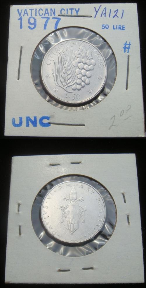 1977 Vatican 50 Lire Coin Photo
