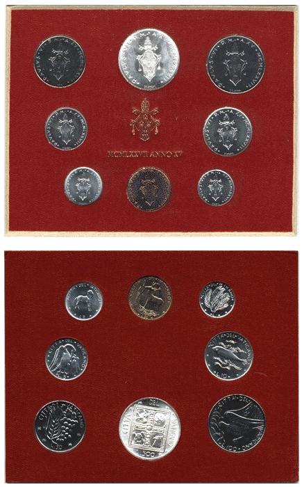 1977 Vatican Mint Coin Set, 8 Coins BU Photo