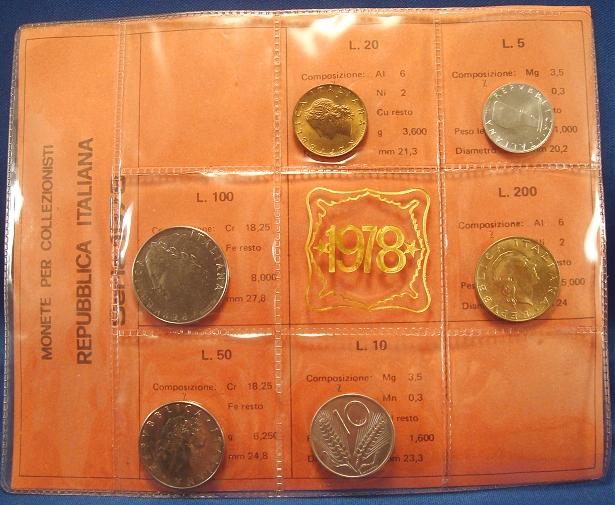 1978 Italy Coin Set, 6 Coins B/U Photo