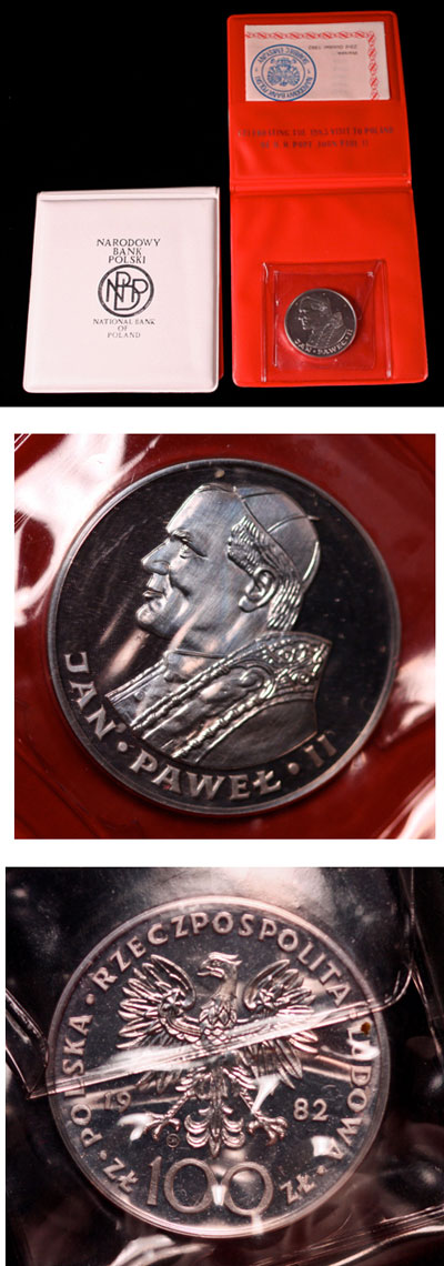 1982 Poland 100ZL B/U, John Paul II Visit Photo