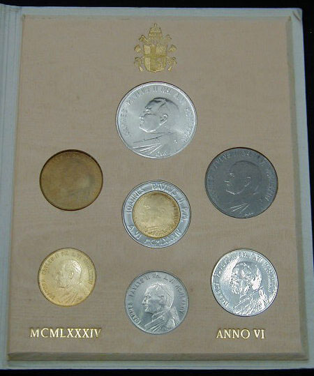 1984 Vatican Coin Set, 7 Coins B/U Photo