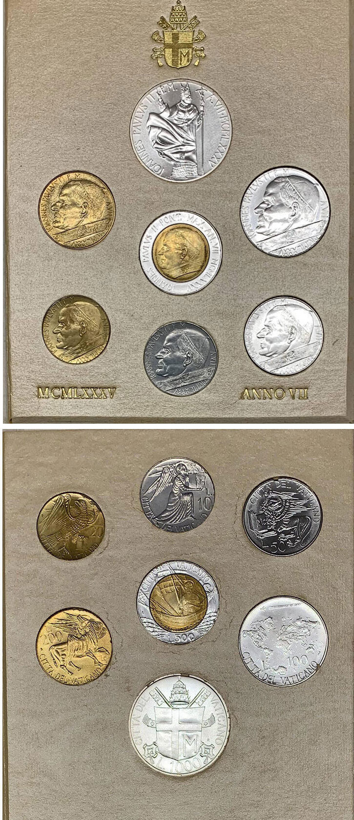 1985 Vatican Mint Set, 7 Coins B/U Photo