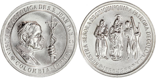Colombia Medal 1986 Visit of John Paul II Photo