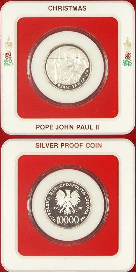 1988 Poland 10000 Zloty John Paul II Coin Photo