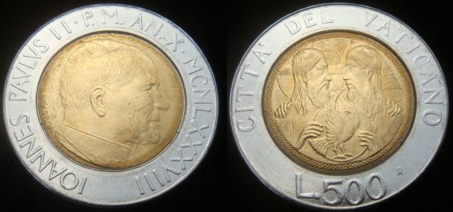 1988 Vatican 500 Lire, The Holy Trinity Photo