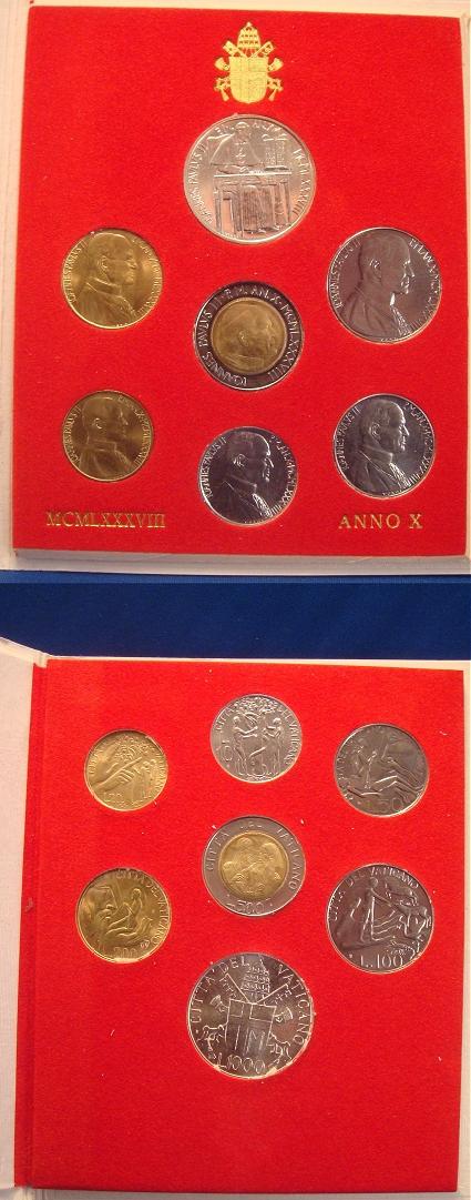 1988 Vatican Coin Set, 7 Coins ADAM & EVE Photo
