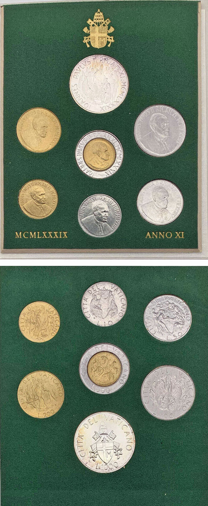 1989 Vatican Coin Set, 7 Coins B/U Photo