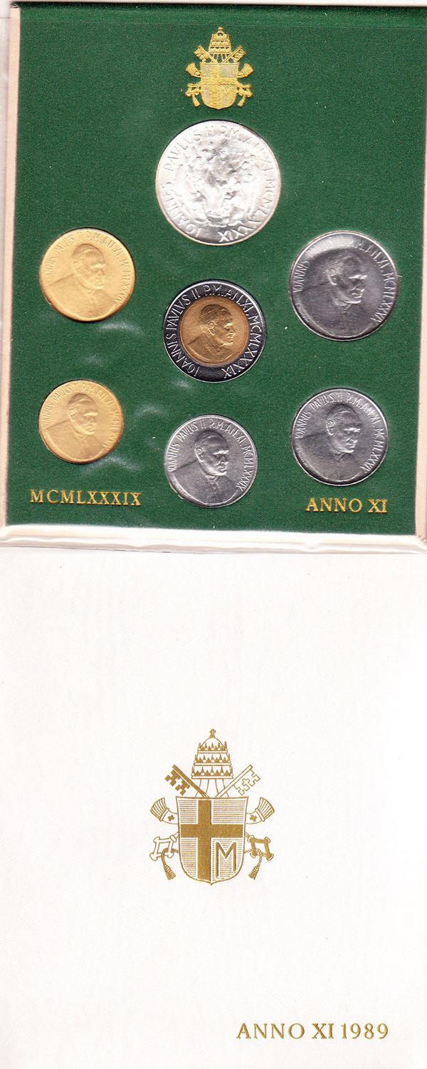 1989 Vatican Coin Set, 7 Coins B/U Photo