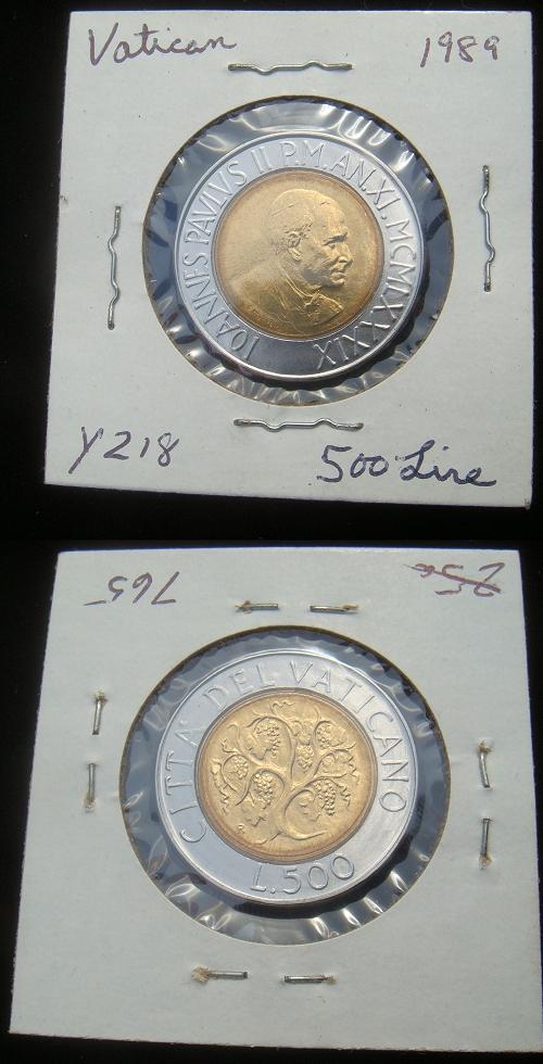 1989 Vatican 500 Lire Bimetal Coin Photo